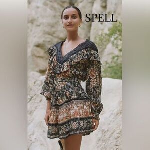 SPELL dress mystic mini dress Sz S EUC
